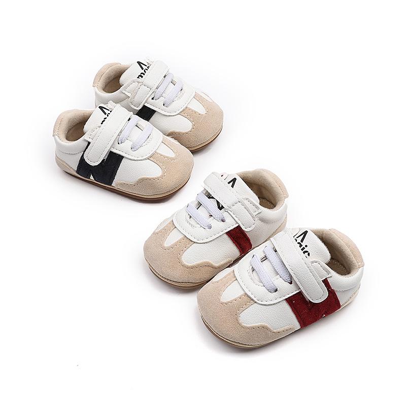 0-1 year old baby non-slip 6-9-12 months male and female baby soft bottom non-slip toddler shoes sports color matching small white shoes