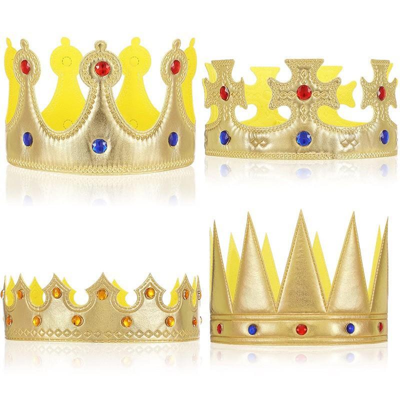 Children's Golden King Crown Bronzing Cloth Prince Headwear Happy Birthday Decoration Props Birthday Hat Crown