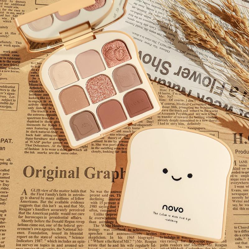 NOVO Sunny Soft Magic Toast Eyeshadow Plate Fun Series Multicolor Eyeshadow Blush Integrated ins Nine-color Eyeshadow Plate