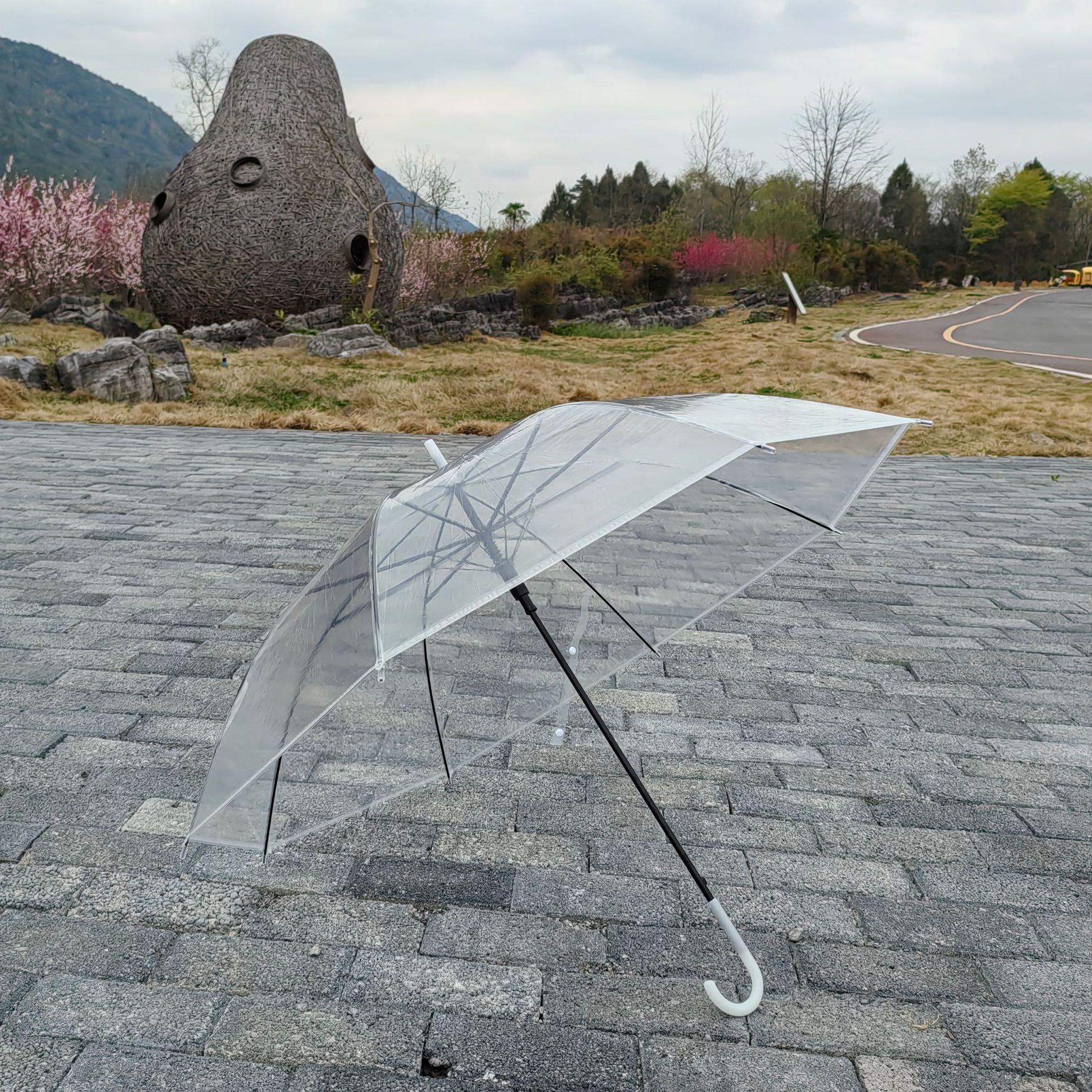 Transparent Umbrella Long Handle Transparent Umbrella Disposable Umbrella Wholesale Simple Transparent Umbrella Children's Umbrella Advertising Umbrella Logo