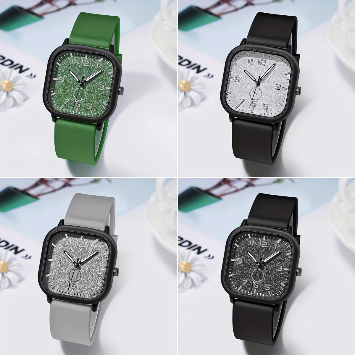 Large Square Watch for Women, Silicone Strap, Digital Dial, Quartz Watch for Men and Women, College Style, Simple Temperament Belt