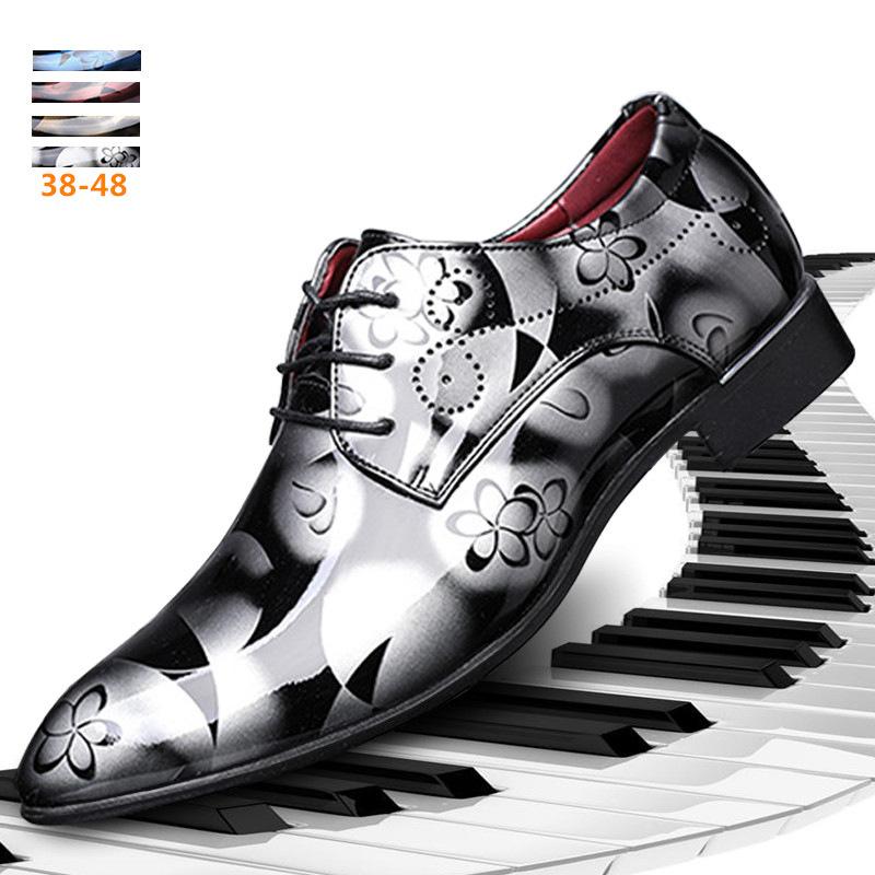 Merden 2283 pointed leather shoes plus size men's shoes party crystal surface leather shoes men 38-48 in stock quick hair