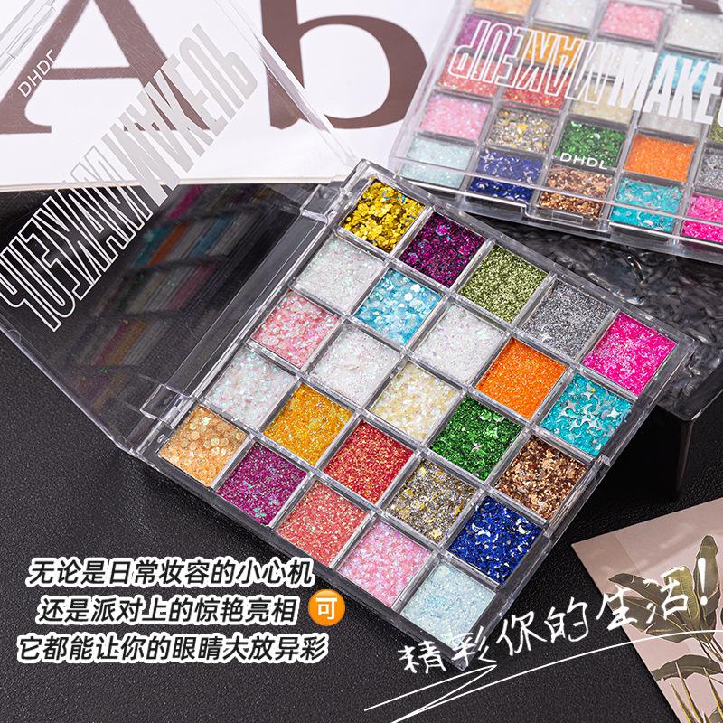 Dhdl Glue-Free 25-Color Gel Eyeshadow for Stage Makeup, Gel Glitter Colorful Eyeshadow for Cosplay and Children's Day Performances