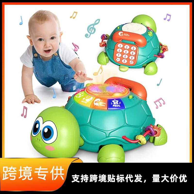 Children's educational multi-functional music simulation telephone baby crawling toys learn to climb turtle early education learning machine