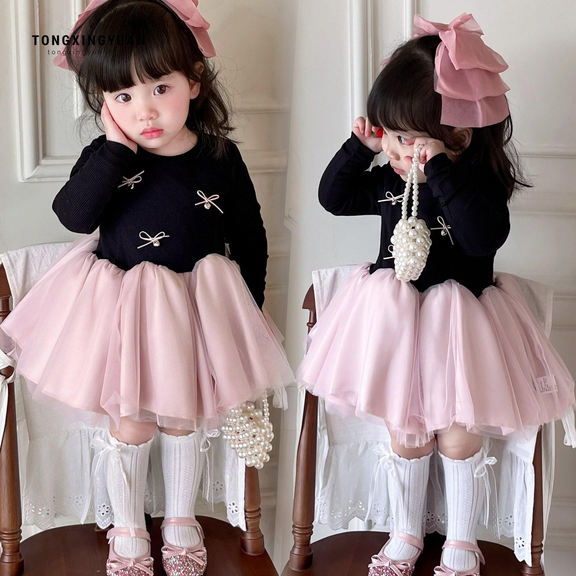 Baby Girl's Super Pretty Mesh Patchwork Dress, New Spring Style Children's Fashionable Princess Dress, Birthday Dress