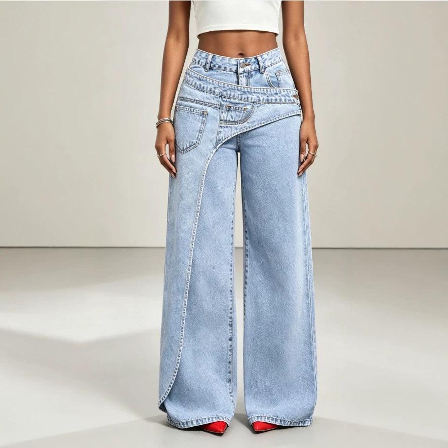 2026 Amazon cross-border European and American trendy design versatile casual women's denim pants