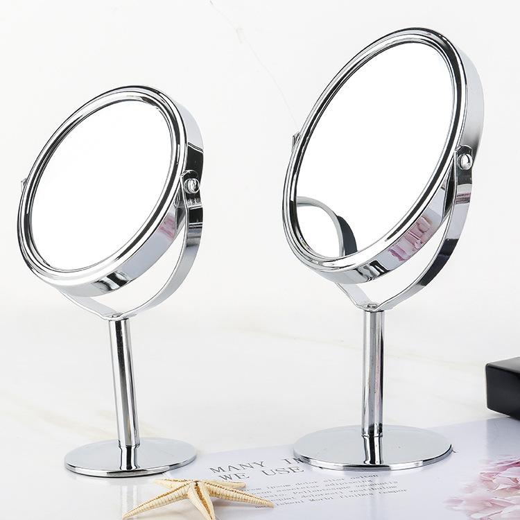 High-Definition Double-Sided Desktop Makeup Mirror/Round Metal Makeup Mirror/1:2 Magnifying Mirror Metal Rotating Mirror