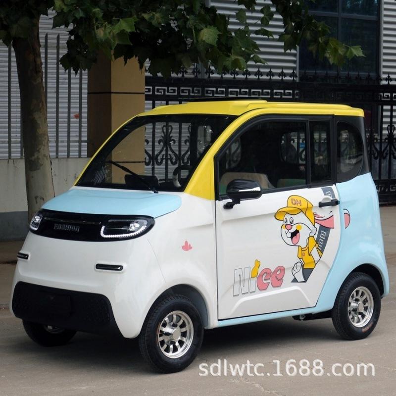 Four-Wheel Electric Vehicle for Commuting and Picking up Children, No Driver's License Required, Battery-Powered Vehicle with Long Range, Electric Motorcycle with Air Conditioning, Sightseeing Vehicle, Mobility Vehicle