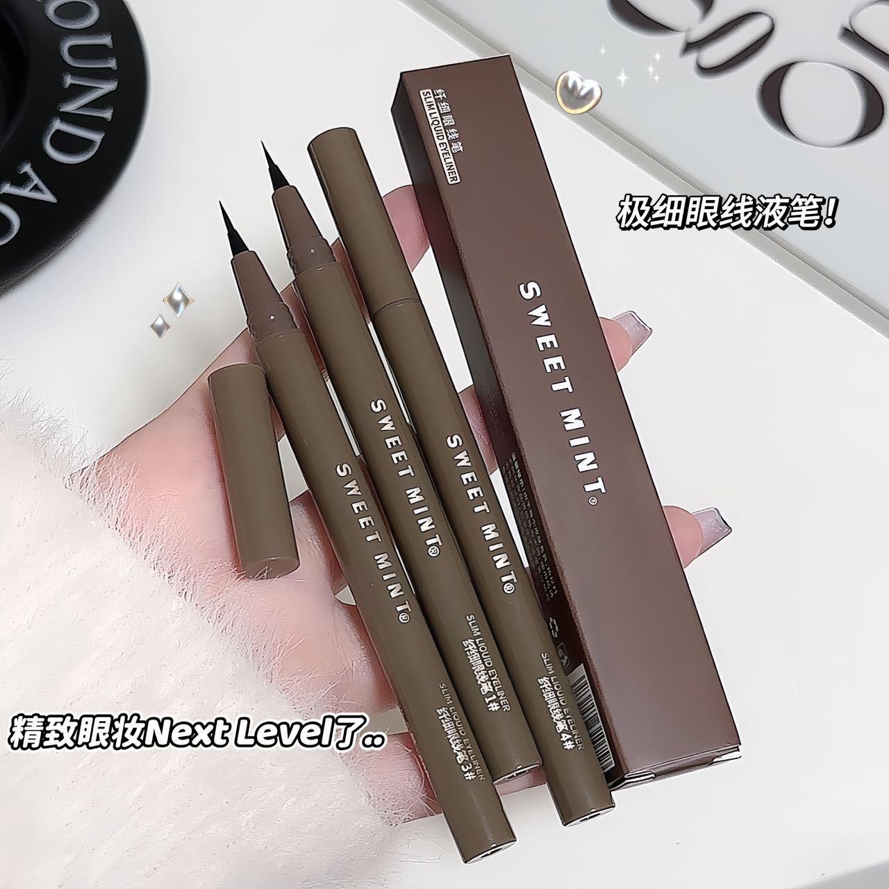Makeup sweet mint slim eyeliner waterproof sweat-proof long-lasting non-blooming brown liquid lying silkworm pen wholesale