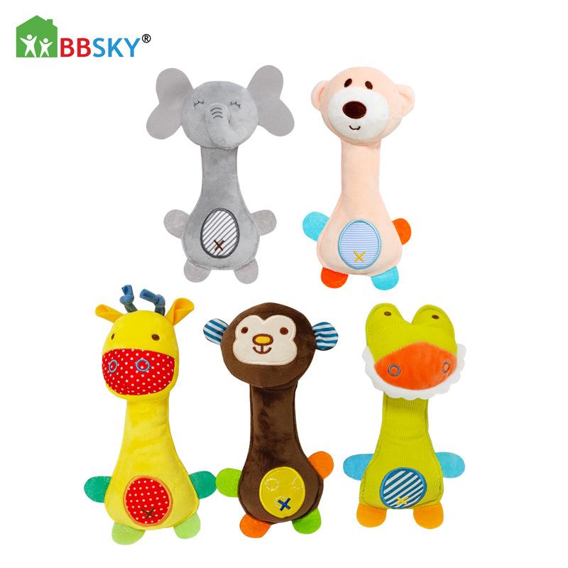 Foreign trade baby hand rattle built-in BB hand grab stick super cute plush toy hand puppet manufacturers direct supply a generation