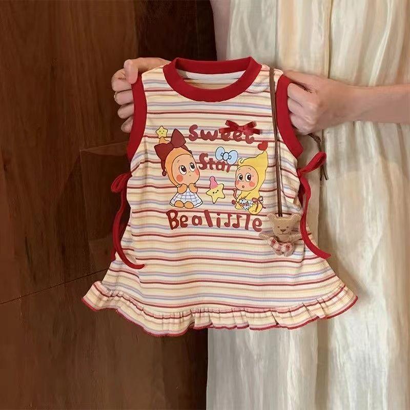 Girls' Summer Dress with Star Pattern, 2026 New Summer Style, Cartoon Casual Stylish Dress for Babies and Children