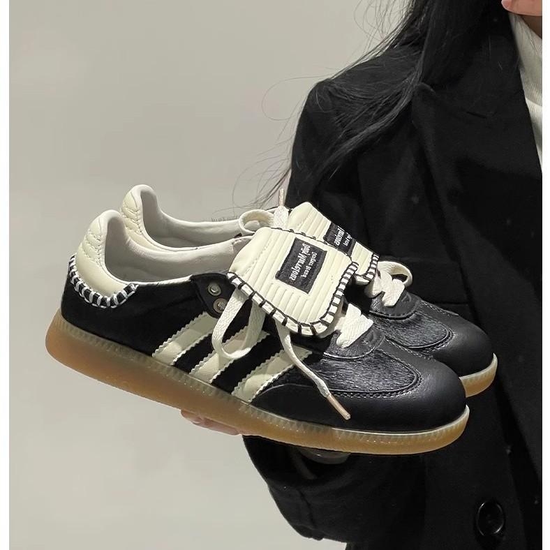 Retro Samba Three-Stripe Leopard Print Horsehair Flip-Top German Training Shoes for Women 2026 Spring/Summer New Sports Casual Forrest Gump Shoes