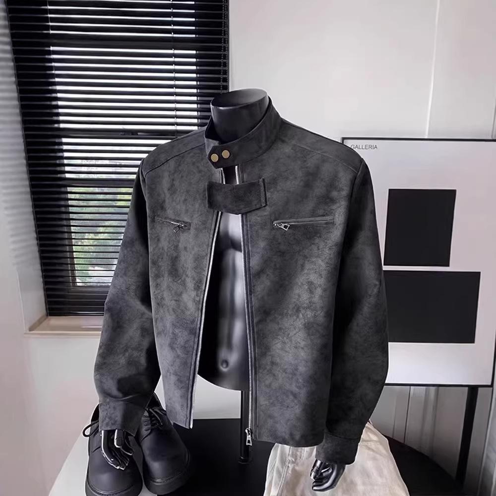 Trendy Stand-Collar Pu Leather Flight Baseball Jacket American Style 2026 New Fashion Jacket for Men Autumn Melard