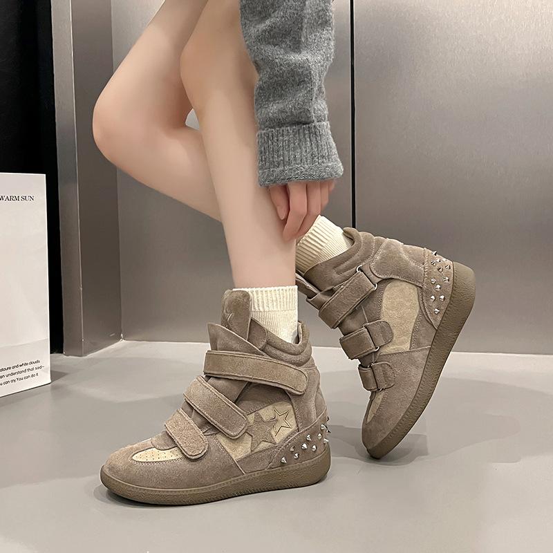 Celebrity-Inspired Wedge Sneakers for Women, 2025 Autumn and Winter New Style, Invisible Height-Increasing Thick-Soled High-Top Casual Shoes