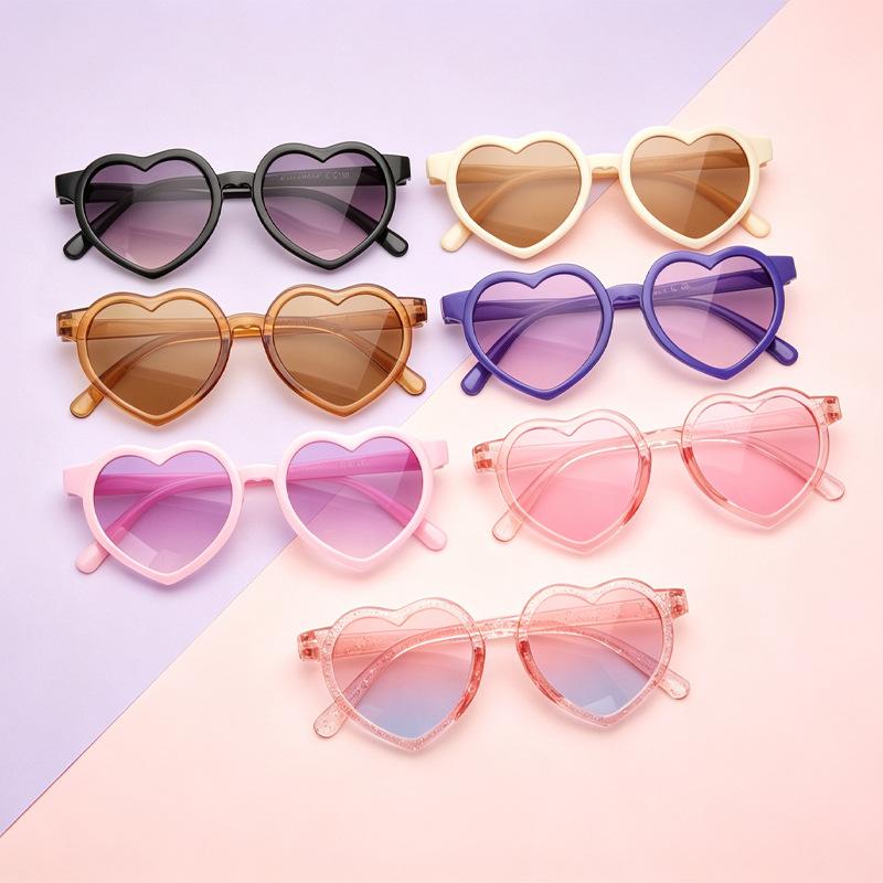 New Heart-Shaped Children's Sunglasses, Cute Decorative Trendy Kids' Sunglasses, Japanese and Korean Fashionable Cute Baby Sun Protection Glasses