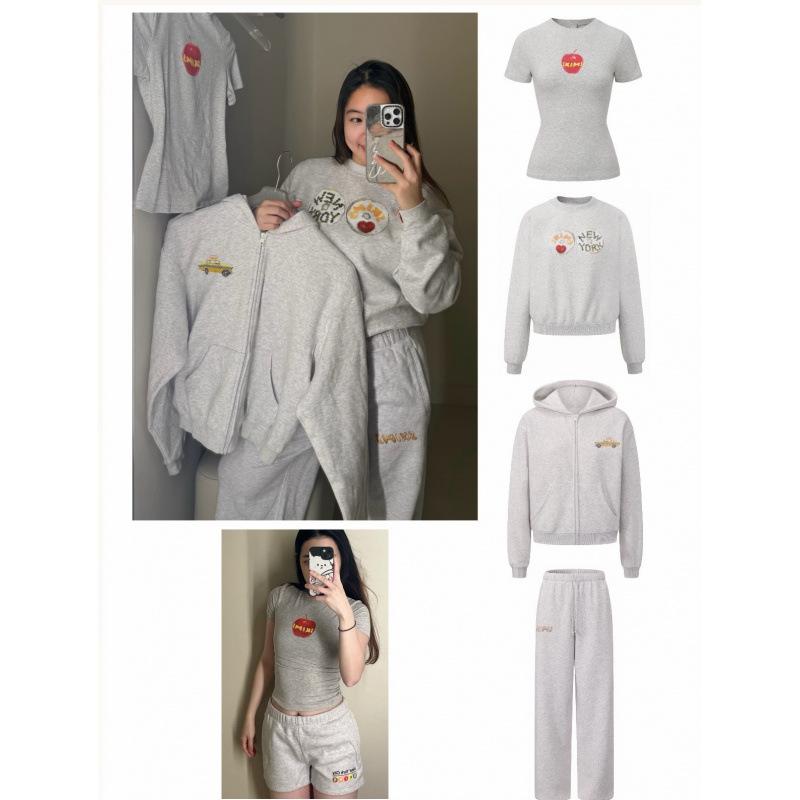 Skims 26 New Spring Limited Edition Series Cute Bagel Print Sweatshirt Casual Pants Versatile Short-Sleeved T-Shirt for Women