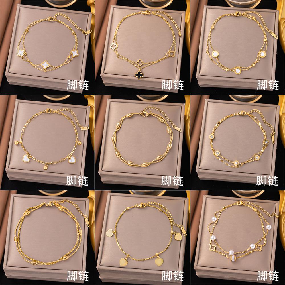 in stock titanium steel anklet explosive collection summer non-fading women's simple high-end fashion Joker European and American cross-border style