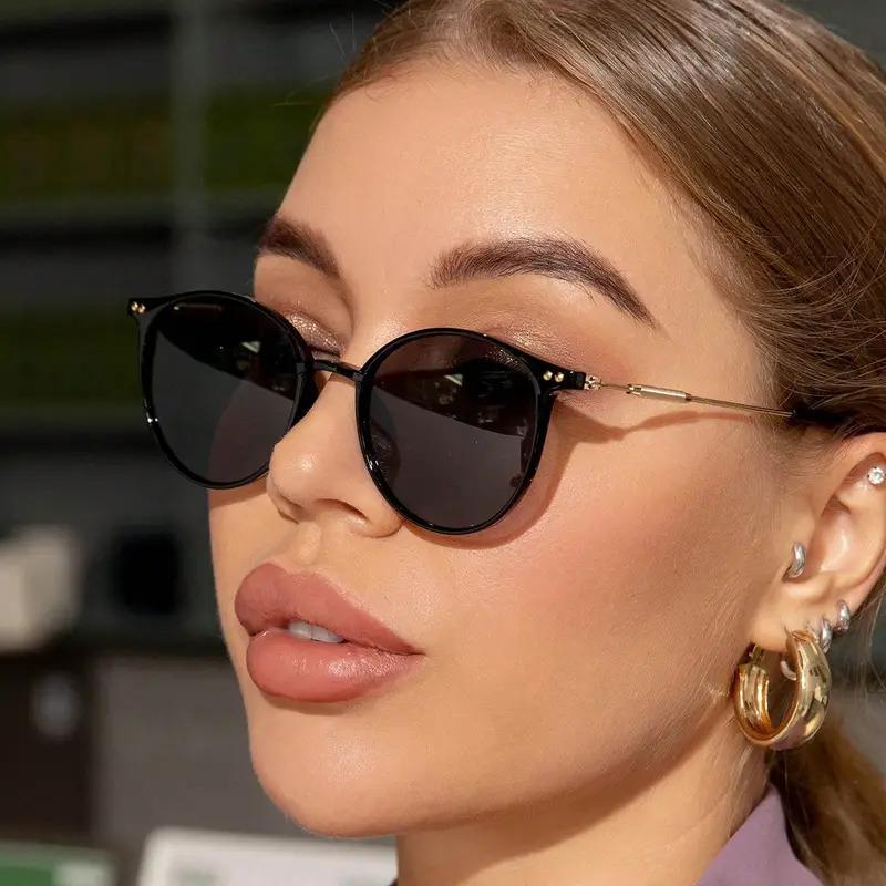 Sunglasses for Women, High-End, Anti-Uv, Face-Showing, Small, Anti-Glare, Men's Driving, Metal Round Frame Polarized
