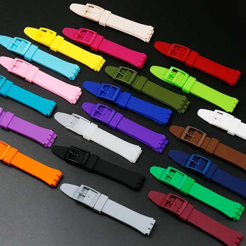 Watch Accessories Suitable for Swatch Silicone Watch Strap 17Mm19Mm Pin Buckle Suob704Gb274 for Men and Women