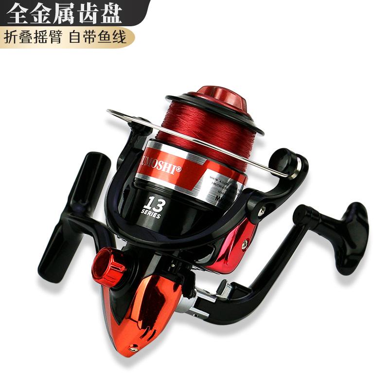 YUMOSHI plastic head fishing wheel fishing reel fishing reel sea pole raft rock fishing Luya fishing gear spinning wheel Red Belt Line