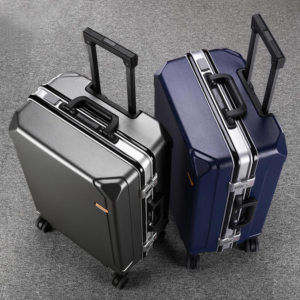 2023 New Suitcase Student Aluminum Frame Trolley Case Universal Wheel Men's and Women's Zipper Password Suitcase Sturdy Boarding Case