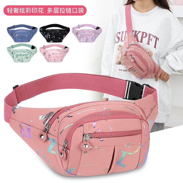 Cross-Border Fashion Mobile Phone Coin Purse Printed Chest Bag Sports Hiking Cycling Waist Bag Women's Stall Business Cash Register Bag