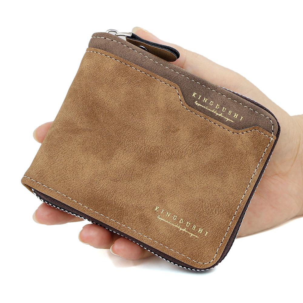 Cross-Border New Men's Short Wallet Frosted Large Capacity Chain Hinge 70% off Coin Purse Wallet Money Clip