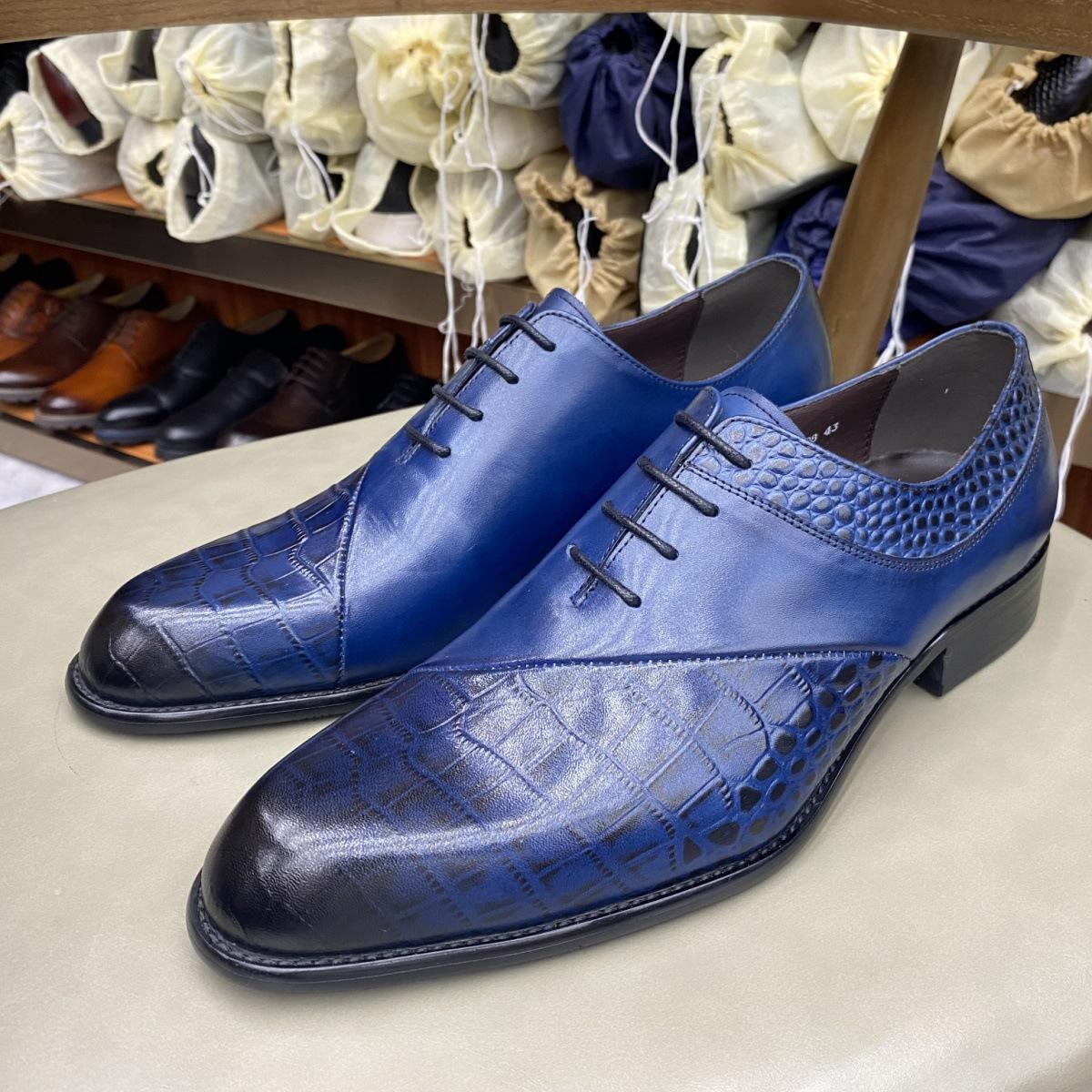 2025 British Style Men's Business Leather Shoes Trendy Cross-Border Large Size Lace-Up Small Leather Shoes Korean Style Casual Men's Shoes