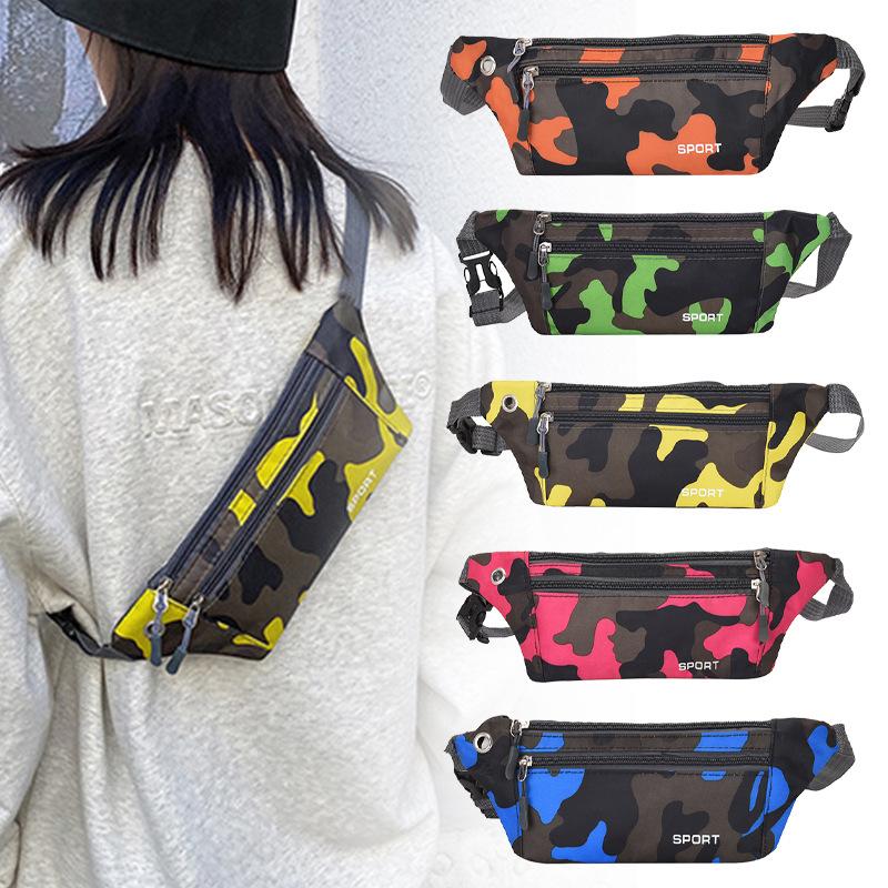 Cross-Border Camouflage Sports Waist Bag Wholesale, Fashionable Casual Crossbody Chest Bag for Men and Women, Lightweight and Close-Fitting Mobile Phone Waist Bag