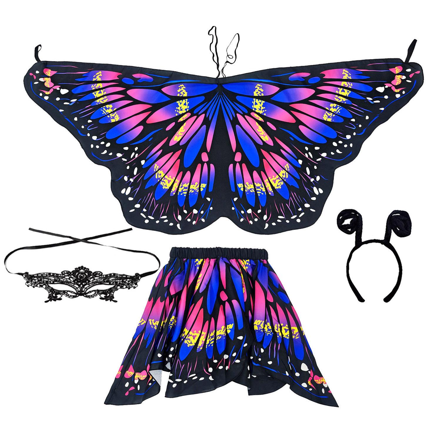 Adult Butterfly Cape Shawl Skirt Set Party Carnival Cosplay Ball Gown Shawl Dress