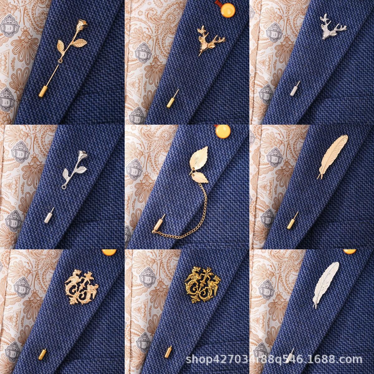 2024 New Arrival Golden silver Brooch Men's High-end Suit Sense High-end Elegant Brooch with Chain Style Jewelry