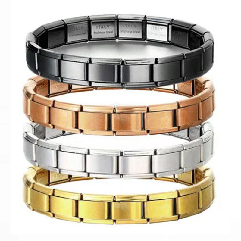 Italian Module Bracelet Stainless Steel Elastic Bracelet Spliced Square Bracelet Italian Charm Brac