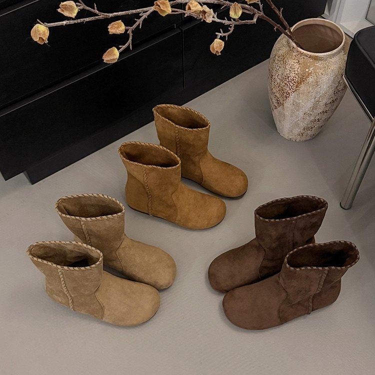 Autumn and Winter New Style Frosted Boots, Flats Women's Boots, Single Boots, Short Boots, Slip-Ons, Slim Boots, Versatile and Casual for Daily Use