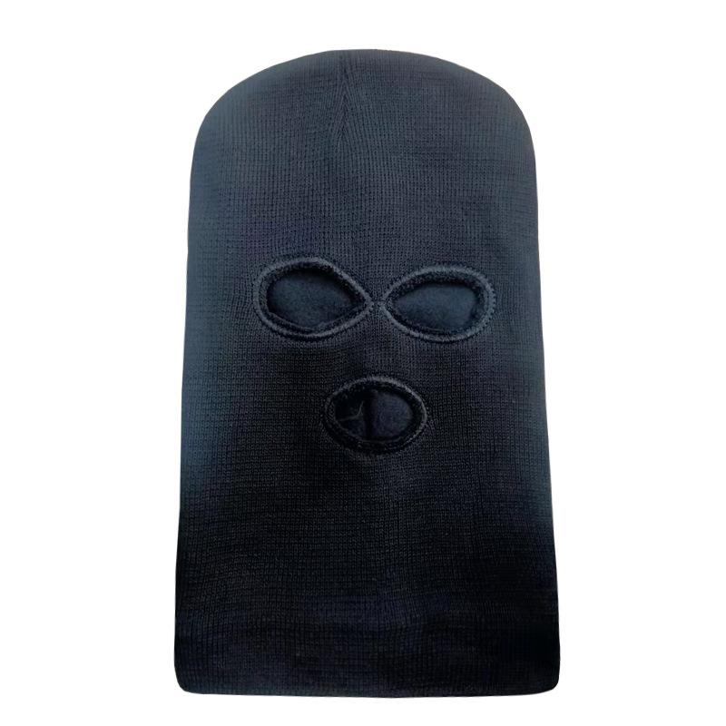 Winter Hat for Men, Cycling Ear Protection, Thickened and Fleece-Lined, Solid Color, Cold-Proof, Three-Hole Knit Hat, Wool Hat, Thickened for Winter