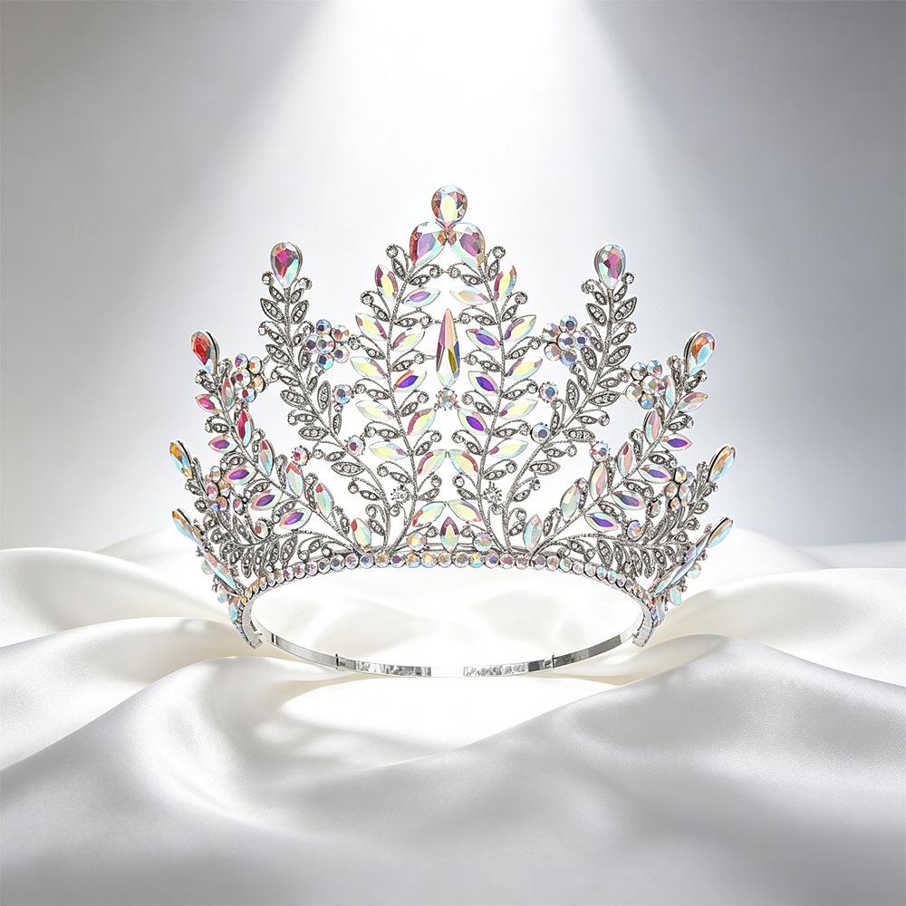 European and American Cross-border Bride Crown Beauty Pageant Champion Crown Walking Show Laurel Baroque Crown Queen Party Complete Crown