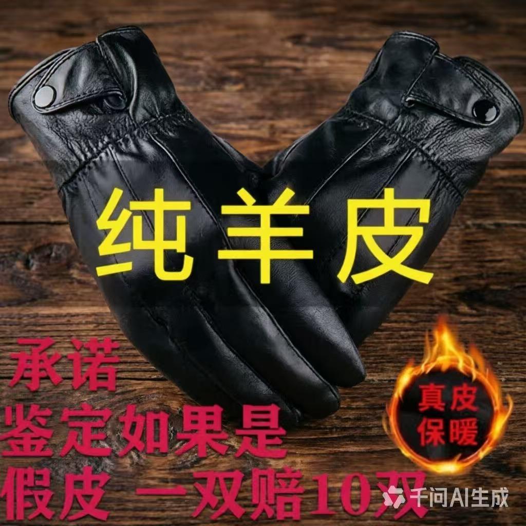 Sheepskin gloves for men and women, winter fleece-lined, thickened, warm leather gloves for cycling, driving, and motorcycle riding, thin style gloves