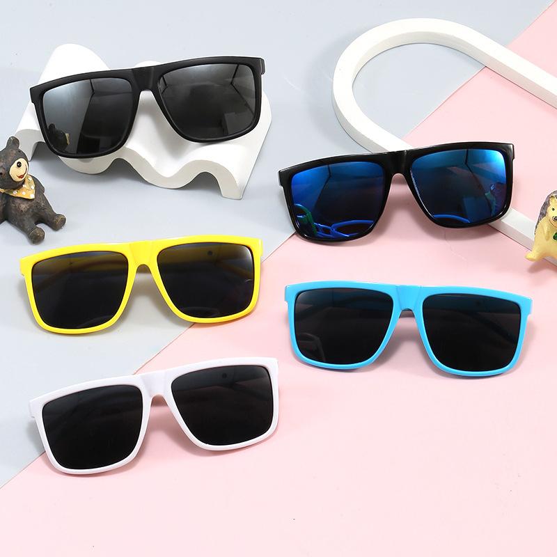 Children's Square Frame Colorful Lens Sunglasses for Boys and Girls, European and American Retro Fashion Sunglasses for Babies