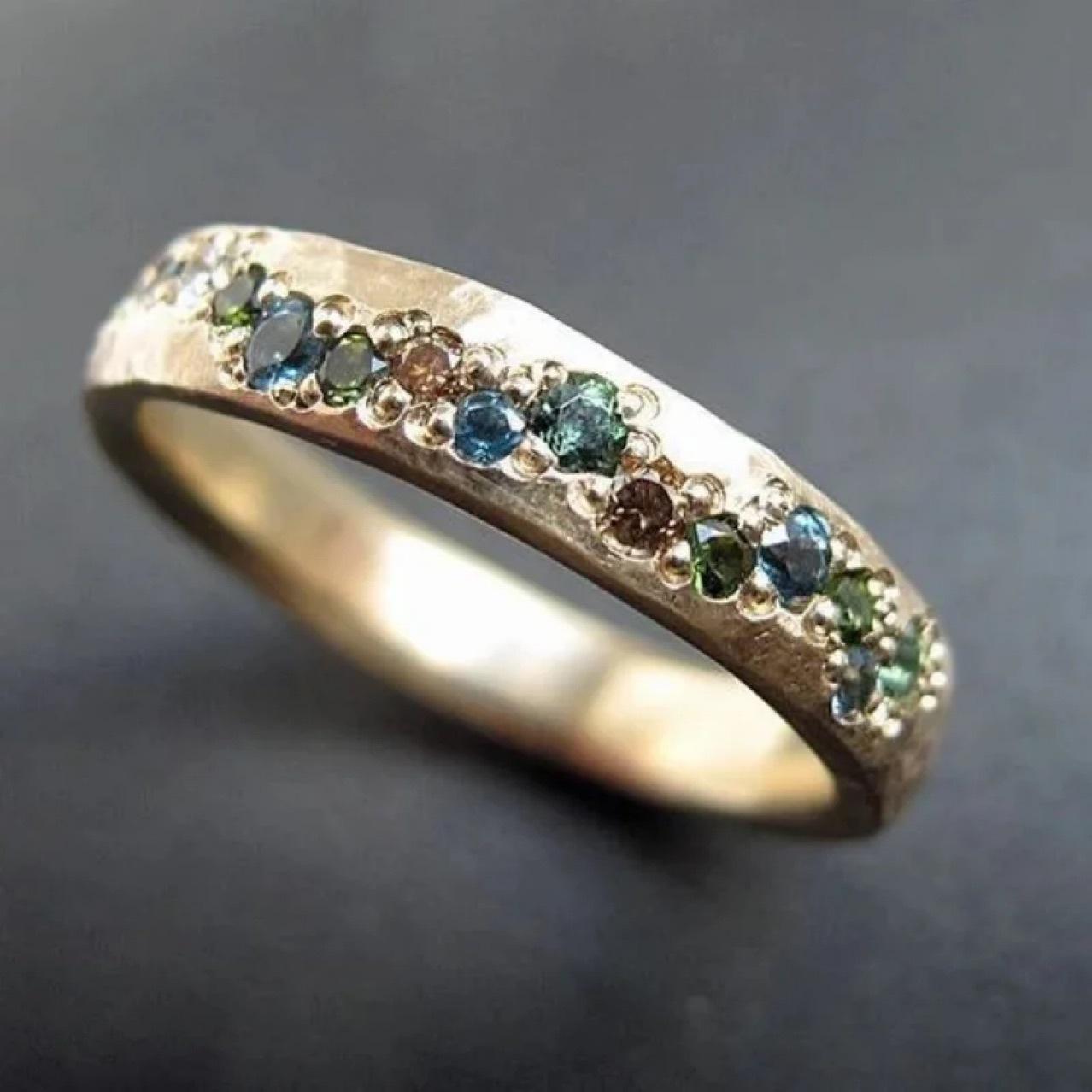 Hongdi Cross-Border Factory Hot-Selling Zircon Ring Jewelry Starry Opal Simple Retro Zircon Oval Ring