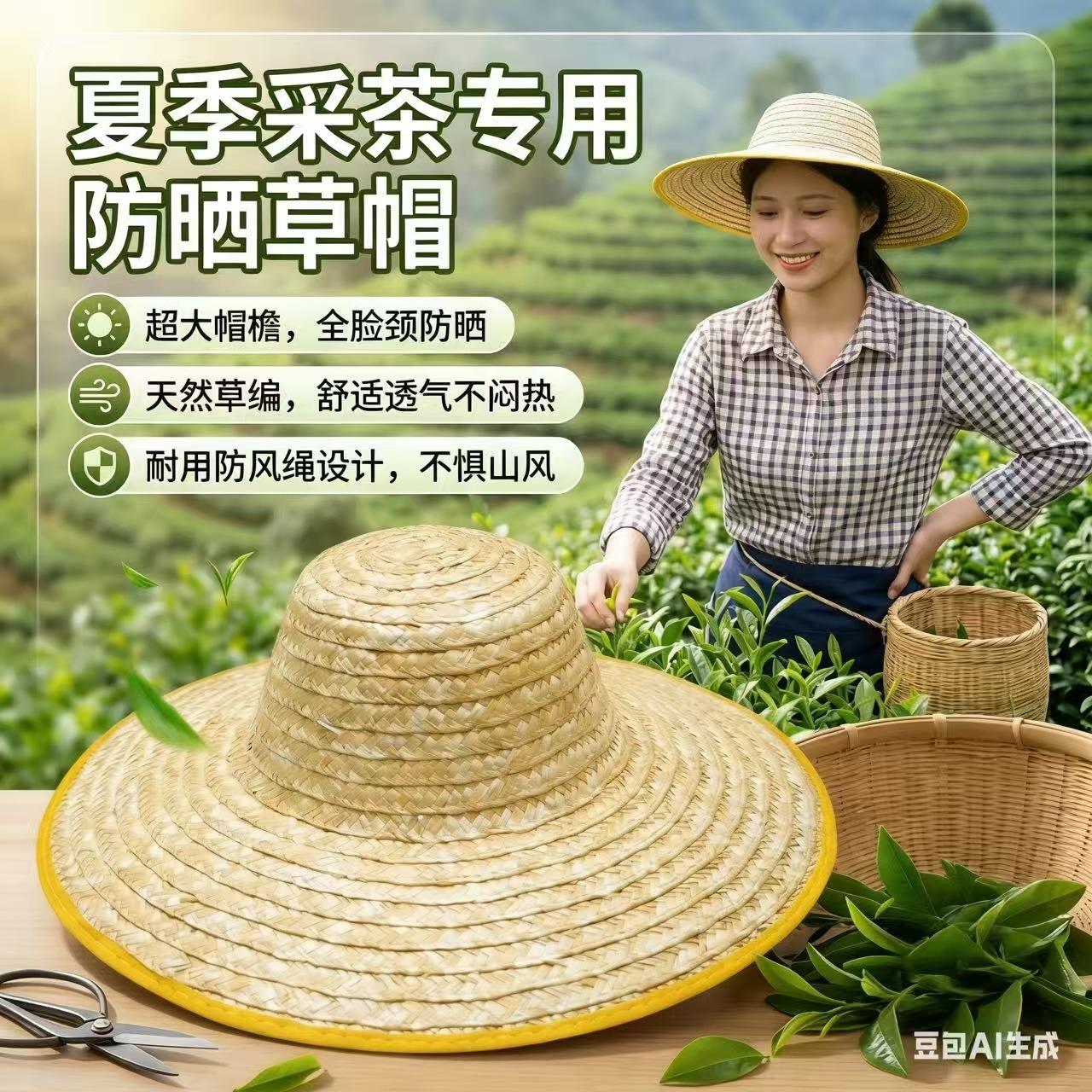 Large Straw Hat for Farmers, Beach Outdoor Sunshade, Summer Sun Protection, Construction Site Women's Wide-Brimmed Hat, Men's Straw Hat, Sun Hat, Agricultural Hat