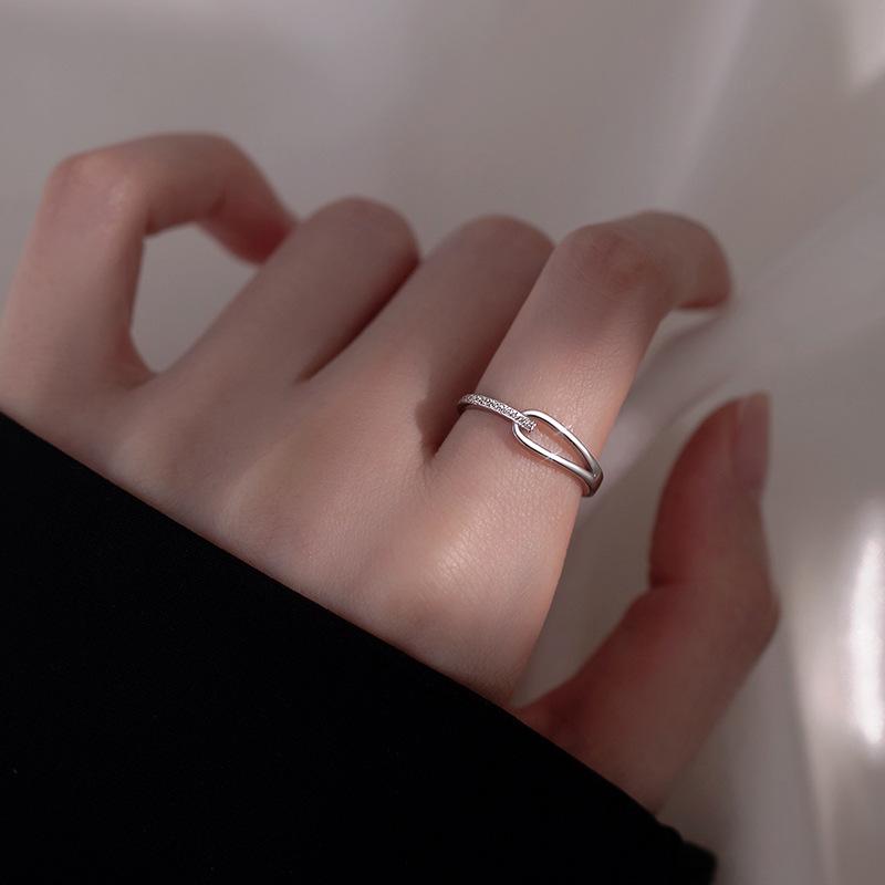 925 Sterling Silver Plain Ring Self-Discipline Ring Women's Tail Ring Index Finger Ring Summer Niche Design Open Ring
