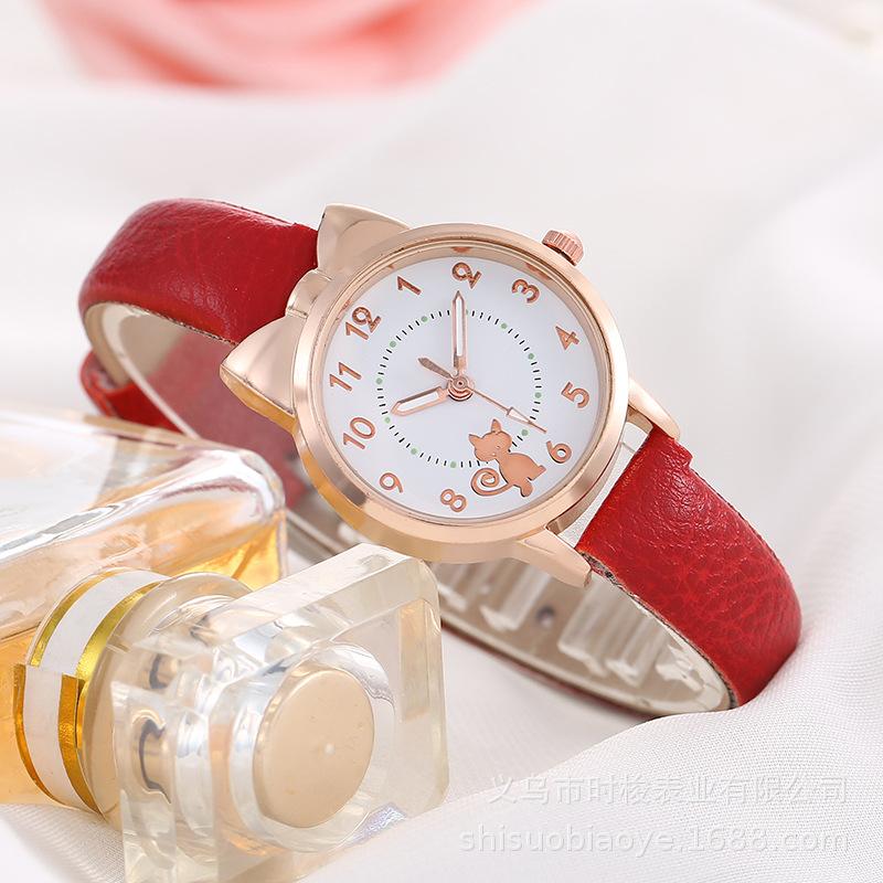 Cross-border explosions children's watches girls girls belt cute bow digital kitten student watches spot batch