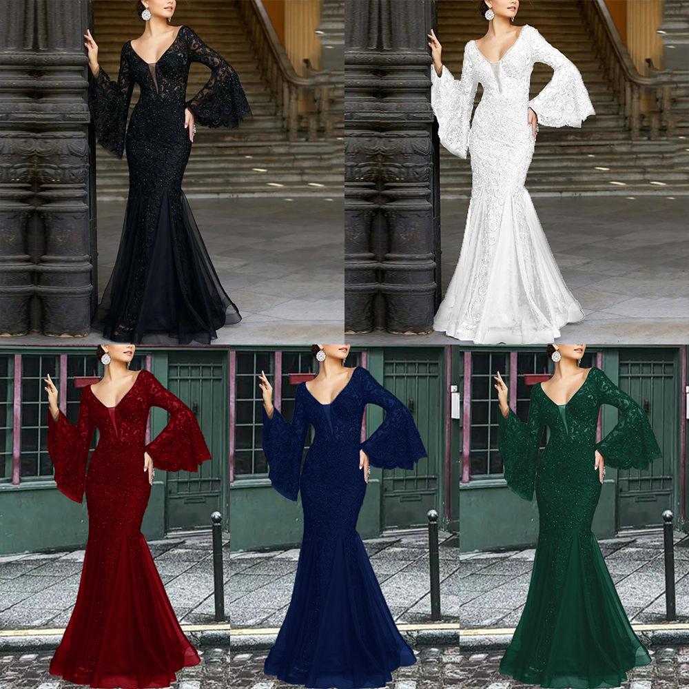 2027 New Cross-Border Spring and Summer European and American Evening Dress, Noble and Sexy Slim-Fit Mermaid Long Gown for Banquets