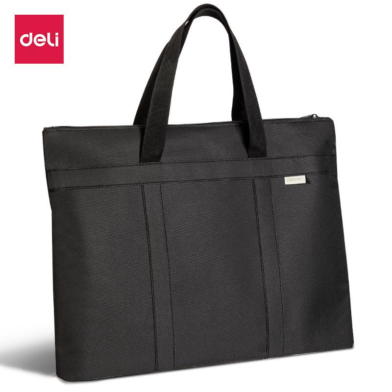 Deli 63788 Portable Briefcase Zipper Office Meeting Record Cosmetics Bag Computer Large Capacity Business Bag