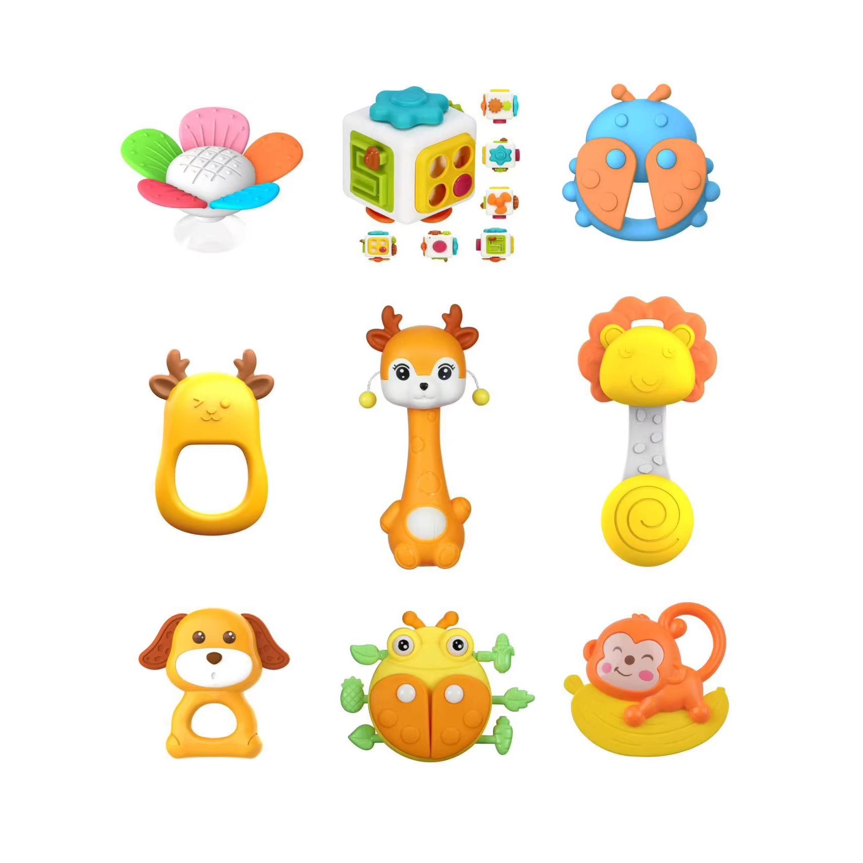 Cross-Border Freely Combinable Baby Rattle Toys Newborn Baby Rattles 0-6-12 Months Infant Early Education Teether