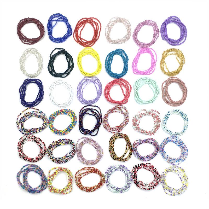 Waist chain simple fashion handmade beaded body chain colorful rice beads elastic waist chain Women's European and American cross-border jewelry waist ornaments