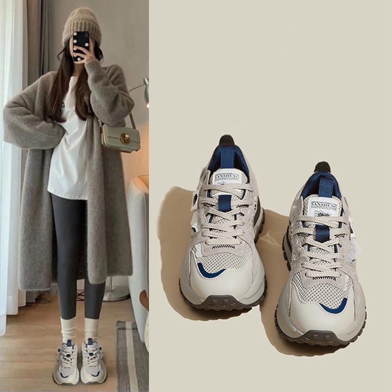 Women's Dad Shoes 2026 New Model Spring and Autumn Versatile Thick-Soled Running Sports Casual Shoes for Women