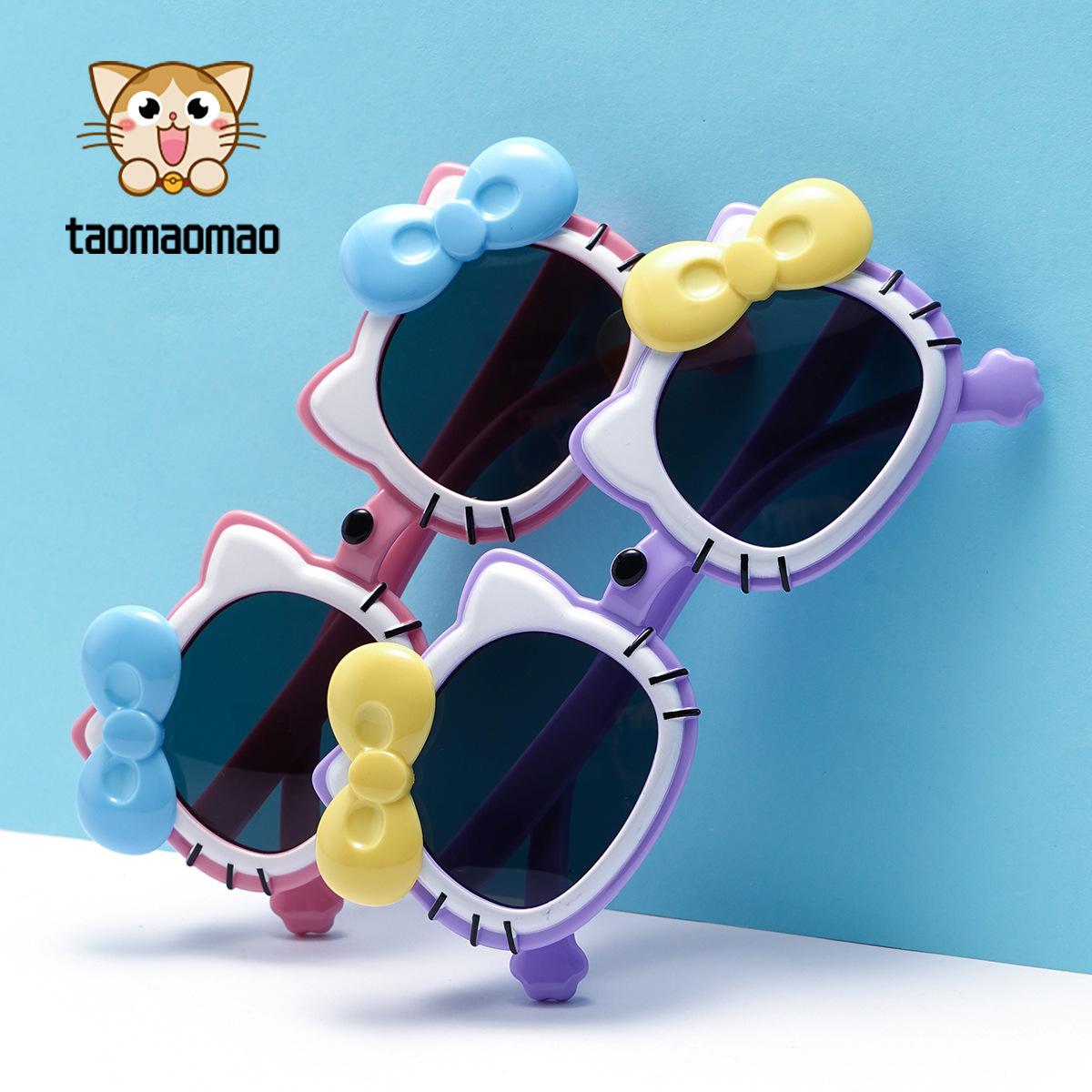 New Children's Silicone Glasses Cartoon Kitten Cute Baby Girl Polarized Sunglasses High-End Sunglasses Wholesale