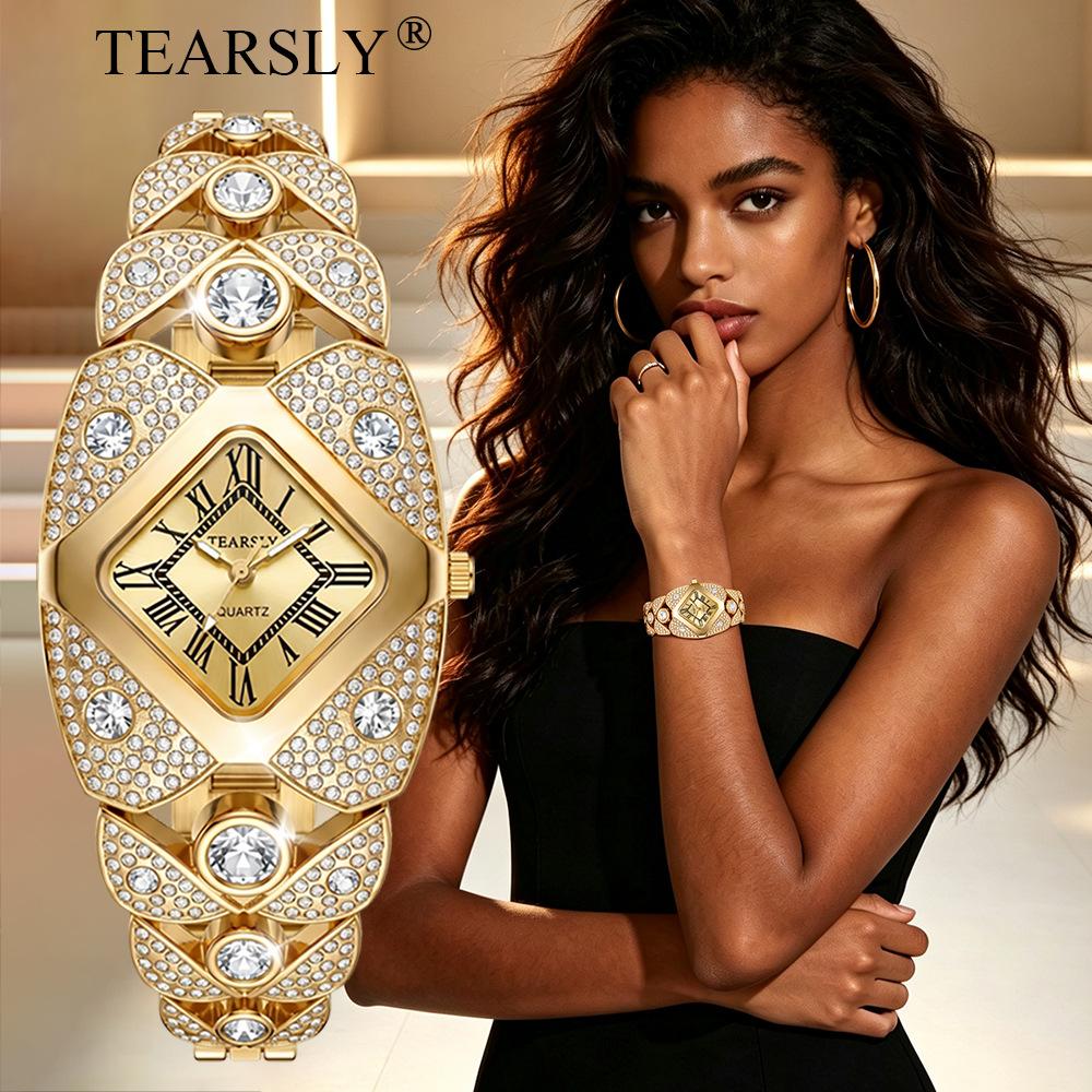 Cross-border bestseller diamond-studded diamond-shaped women's watch, foreign trade quartz women's watch, vintage bracelet-style wristwatch, custom wholesale