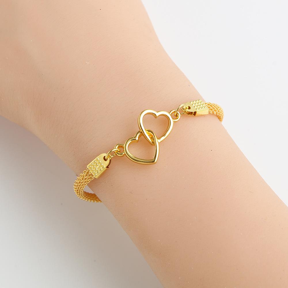 Europe and the United States cross-border AliExpress retro new double love bracelet creative design ring interlocking bright silver bracelet wholesale