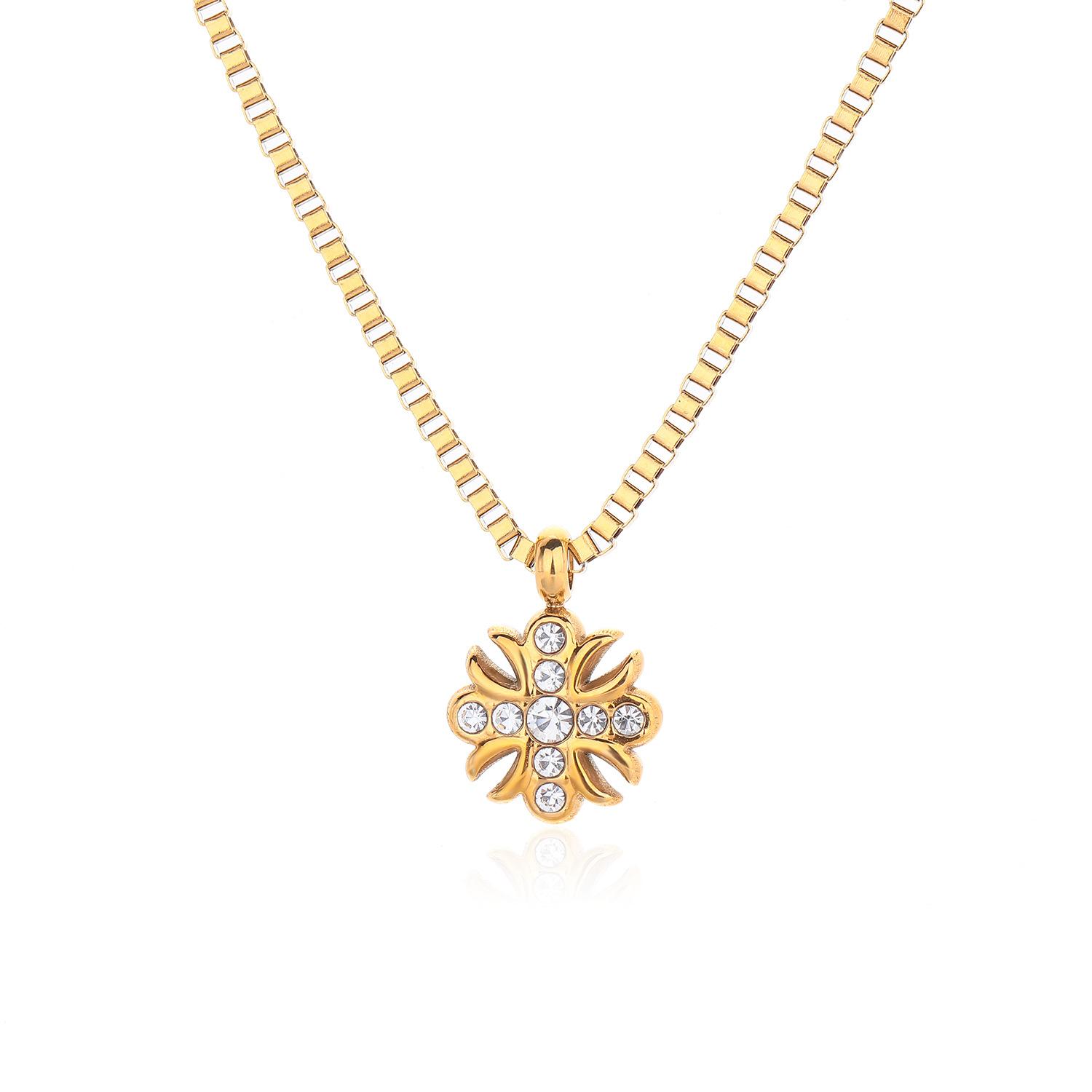 European and American Hip-Hop Full Diamond Iris Cross Flower Pendant Hiphop Stylish Trendy Men's Fashion Versatile Necklace Men's Jewelry